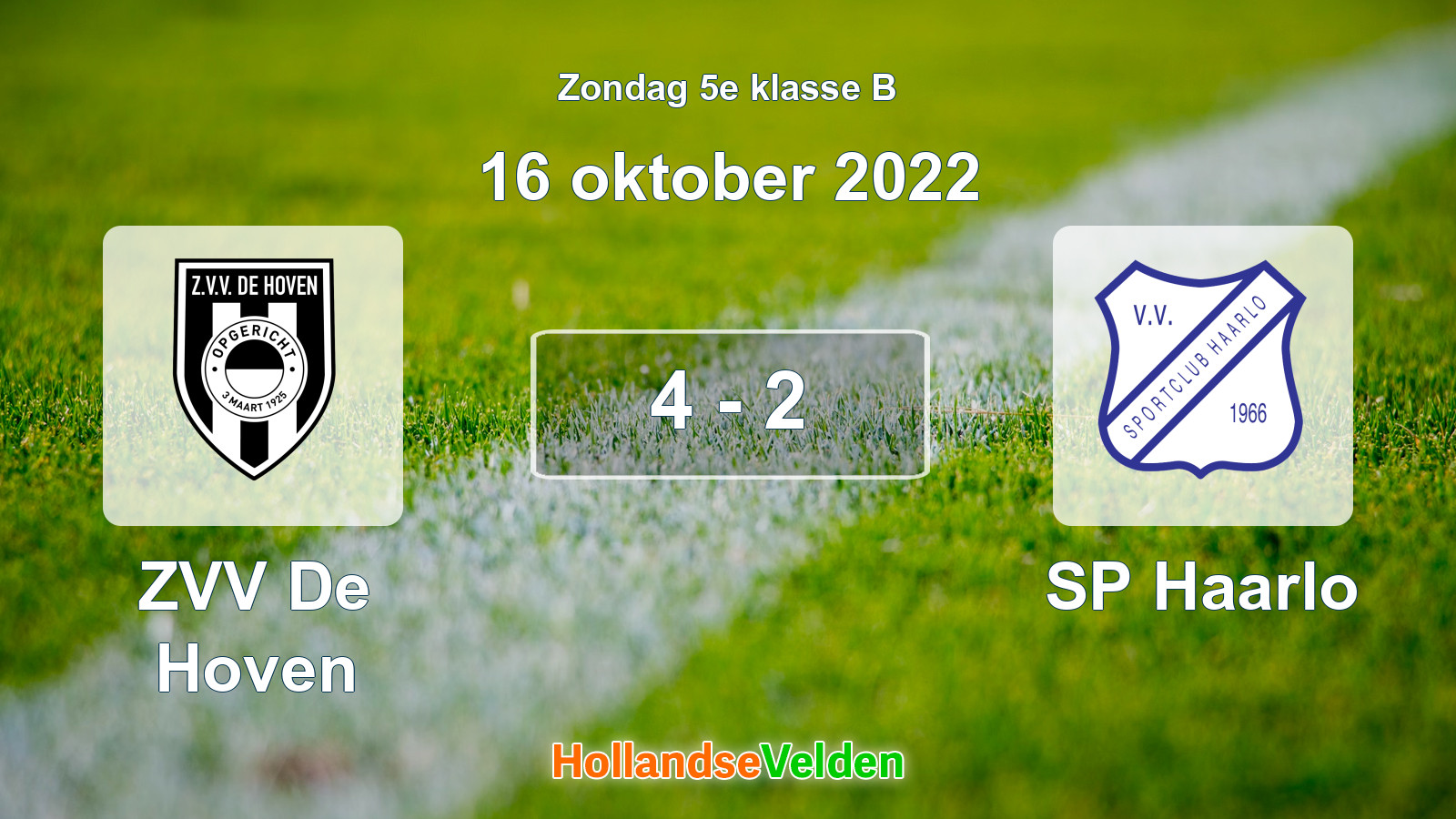 Gespeelde wedstrijd: ZVV De Hoven - SP Haarlo 4 - 2 (16 oktober 2022)