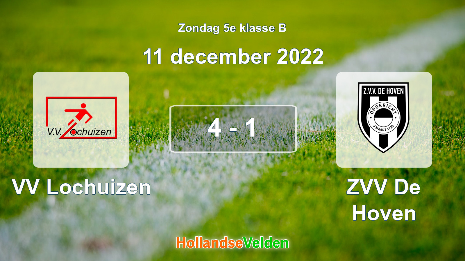 Gespeelde wedstrijd: VV Lochuizen - ZVV De Hoven 4 - 1 (11 december 2022)