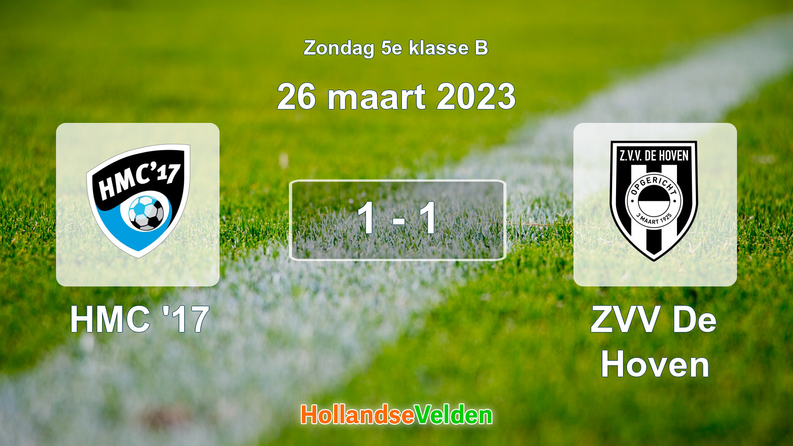 Gespeelde wedstrijd: HMC '17 - ZVV De Hoven 1 - 1 (26 maart 2023)