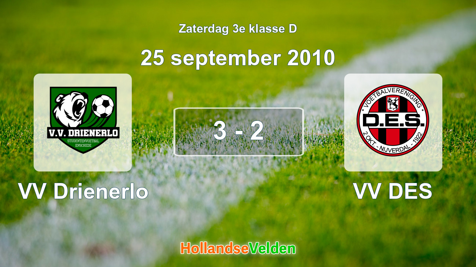 Gespeelde wedstrijd: VV Drienerlo - VV DES 3 - 2 (25 september 2010)