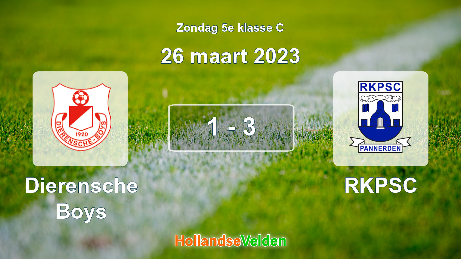 Gespeelde wedstrijd: Dierensche Boys - RKPSC 1 - 3 (26 maart 2023)