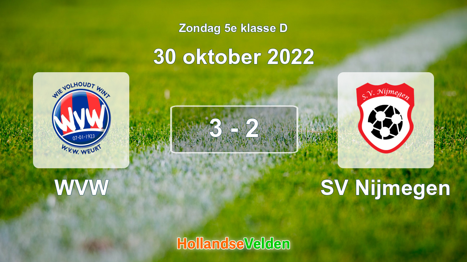 Gespeelde wedstrijd: WVW - SV Nijmegen 3 - 2 (30 oktober 2022)