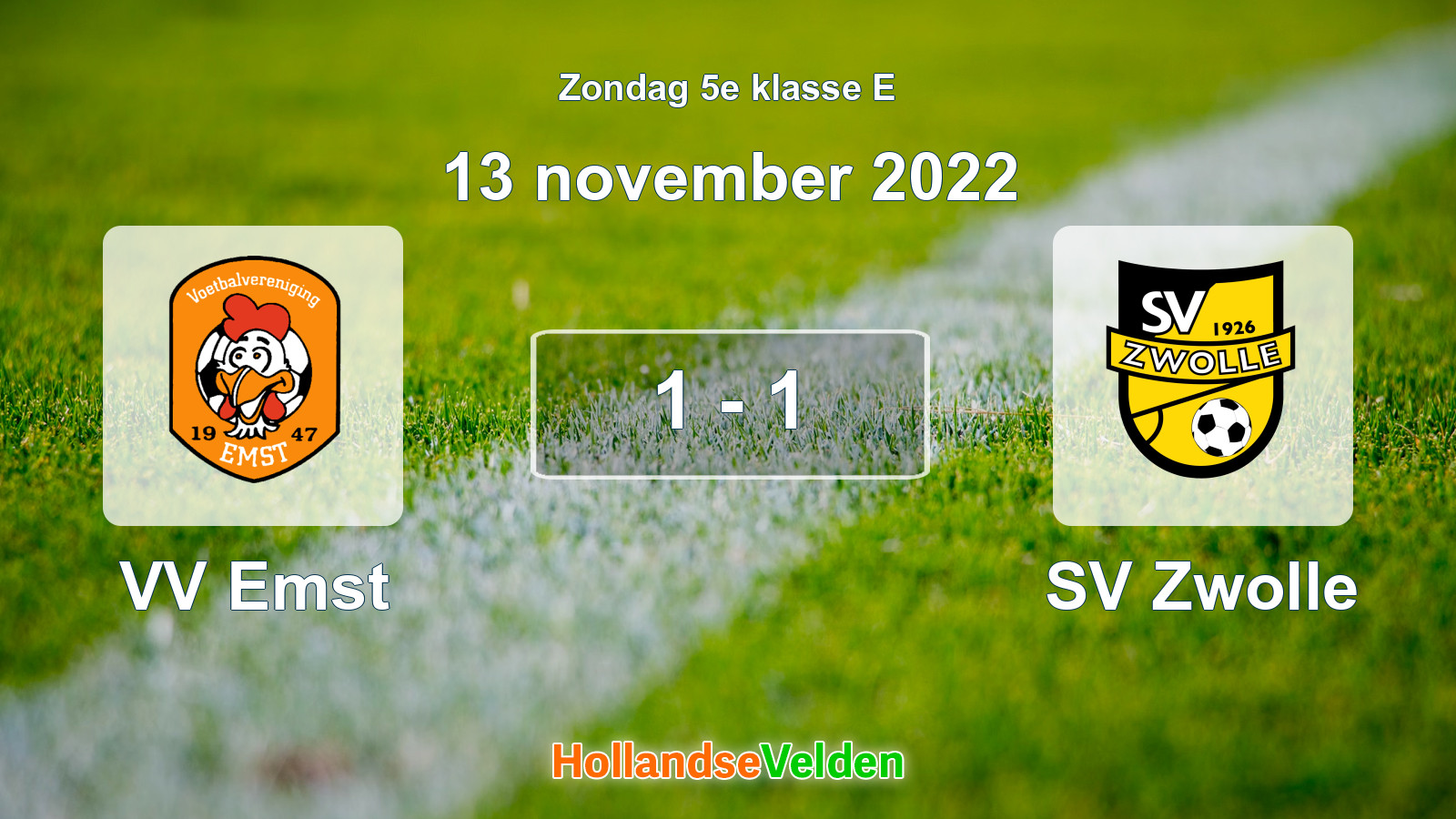 Gespeelde wedstrijd: VV Emst - SV Zwolle 1 - 1 (13 november 2022)