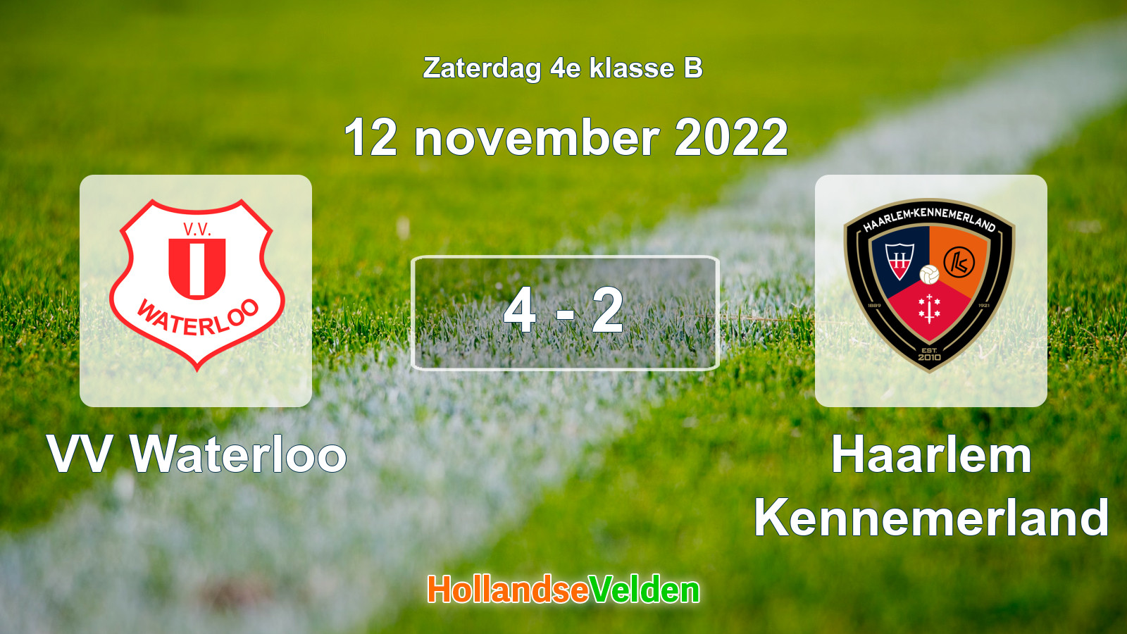 Gespeelde wedstrijd: VV Waterloo - Haarlem Kennemerland 4 - 2 (12 november 2022)