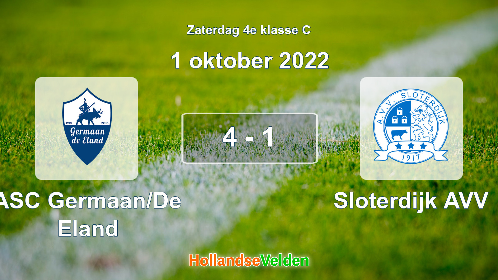 Gespeelde wedstrijd: ASC Germaan/De Eland - Sloterdijk AVV 4 - 1 (1 oktober 2022)
