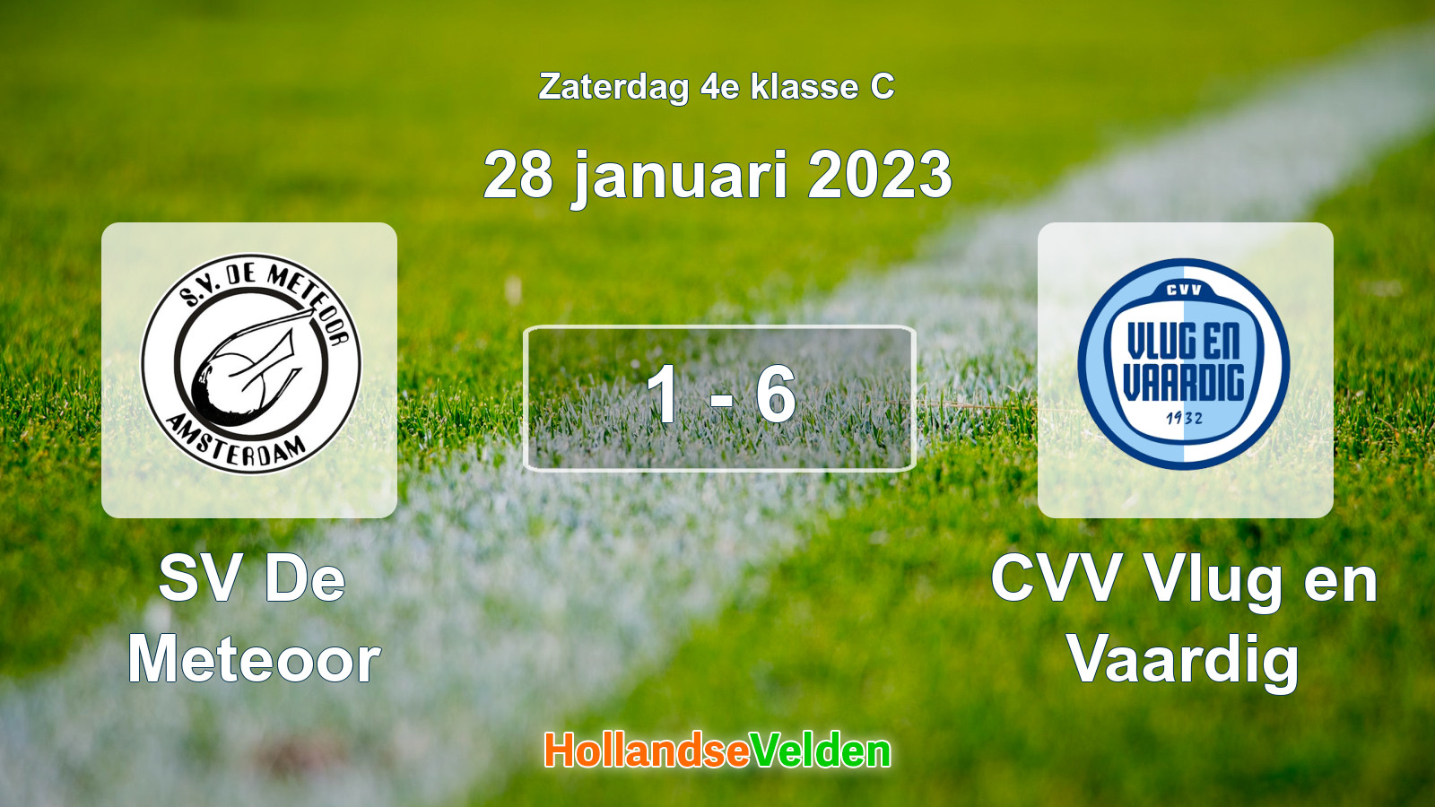 Gespeelde wedstrijd: SV De Meteoor - CVV Vlug en Vaardig 1 - 6 (28 januari 2023)