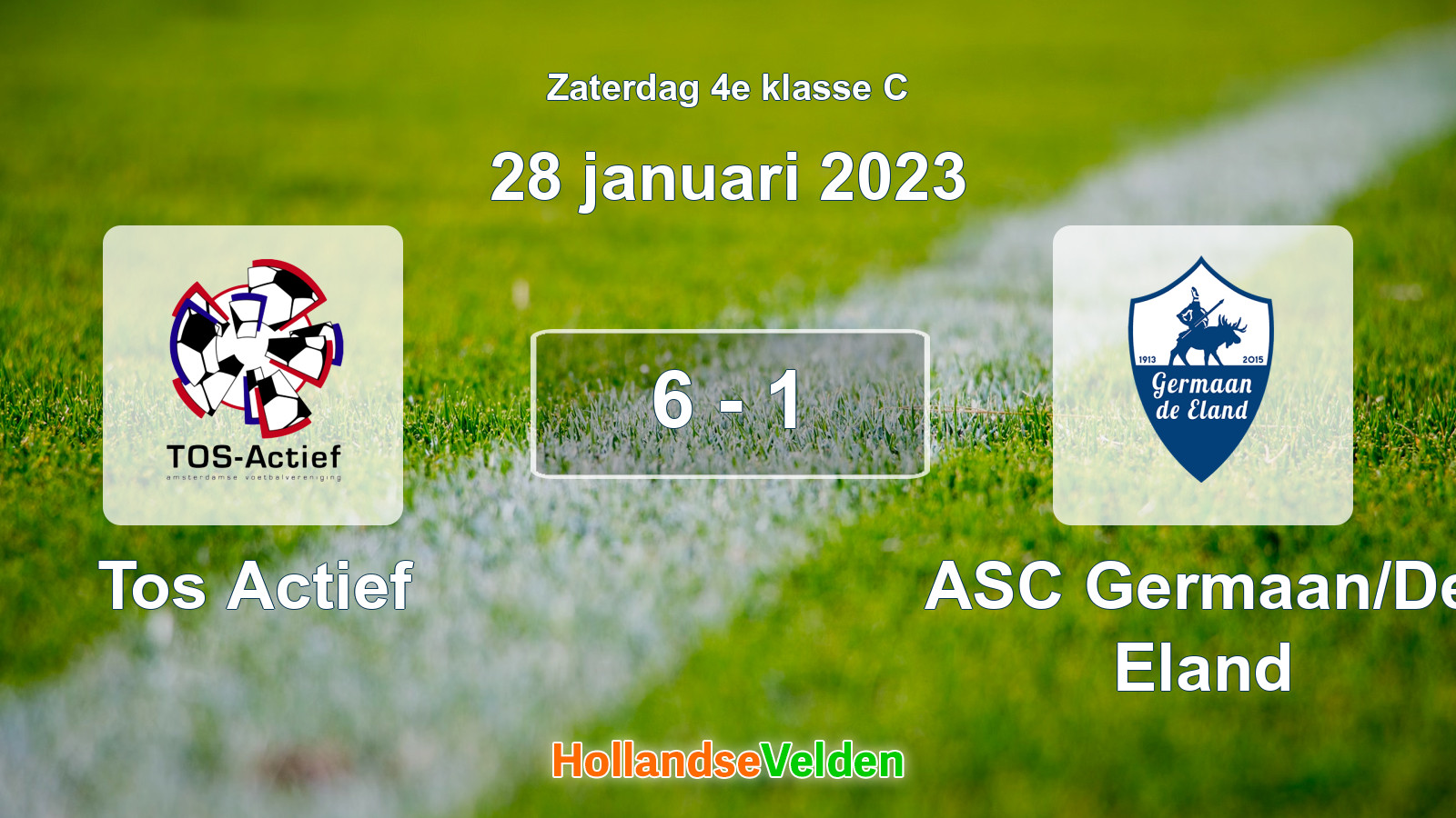 Gespeelde wedstrijd: Tos Actief - ASC Germaan/De Eland 6 - 1 (28 januari 2023)