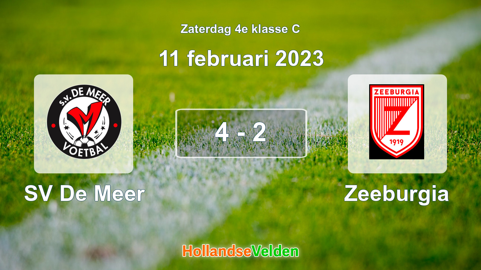 Gespeelde wedstrijd: SV De Meer - Zeeburgia 4 - 2 (11 februari 2023)