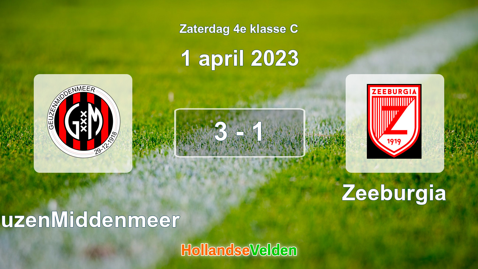 Gespeelde wedstrijd: GeuzenMiddenmeer - Zeeburgia 3 - 1 (1 april 2023)