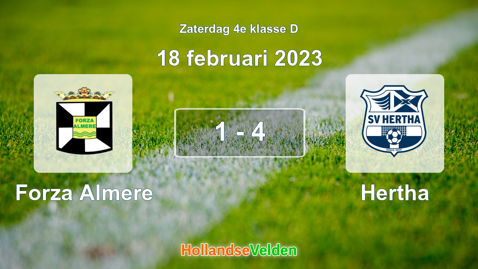 Gespeelde wedstrijd: Forza Almere - Hertha 1 - 4 (18 februari 2023)