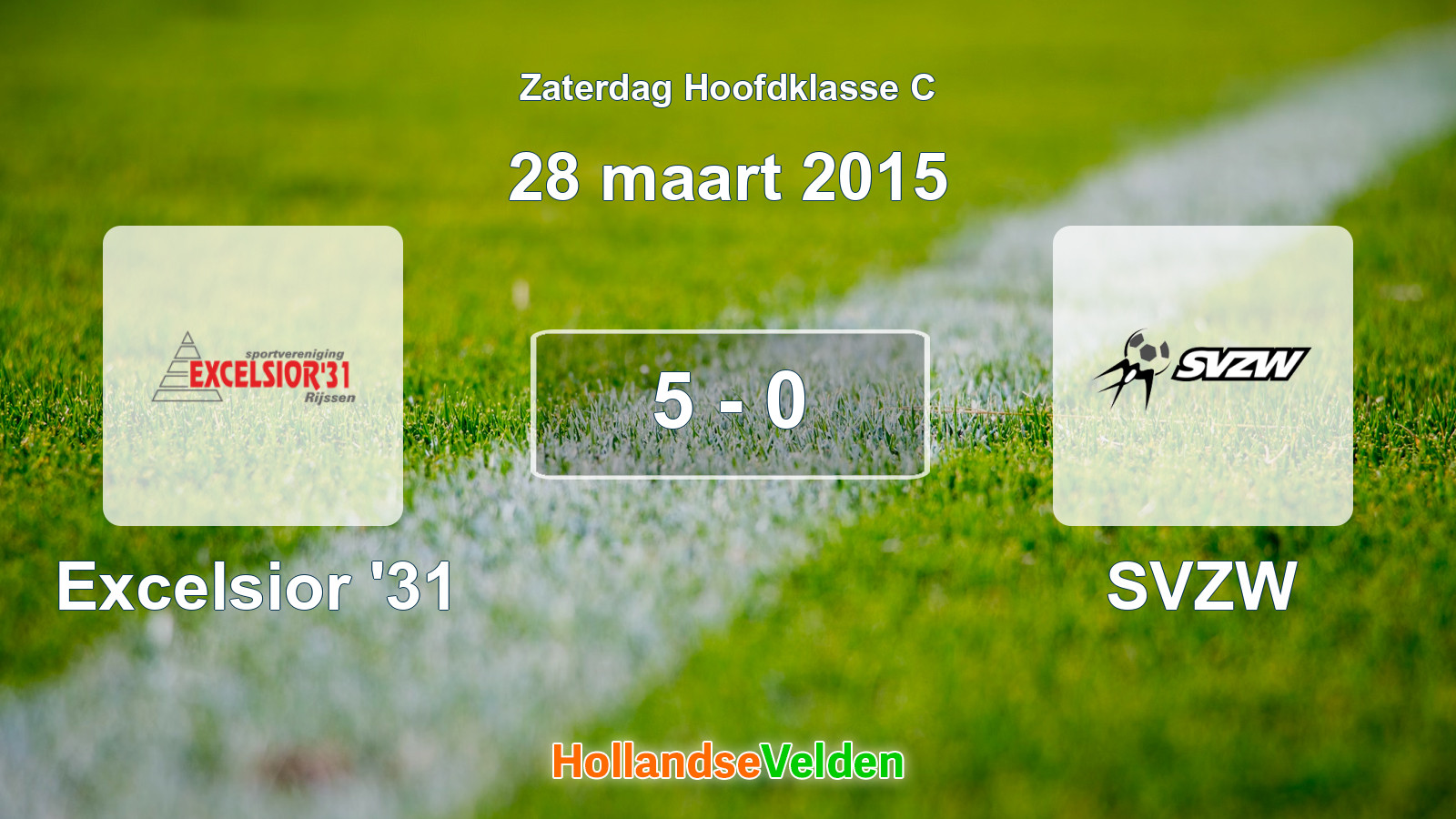 Gespeelde wedstrijd: Excelsior '31 - SVZW 5 - 0 (28 maart 2015)
