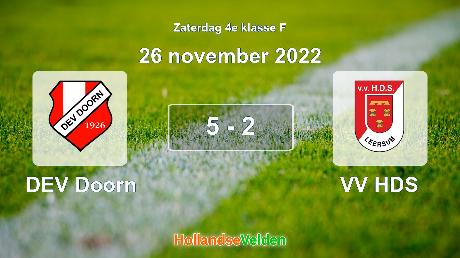 Gespeelde wedstrijd: DEV Doorn - VV HDS 5 - 2 (26 november 2022)
