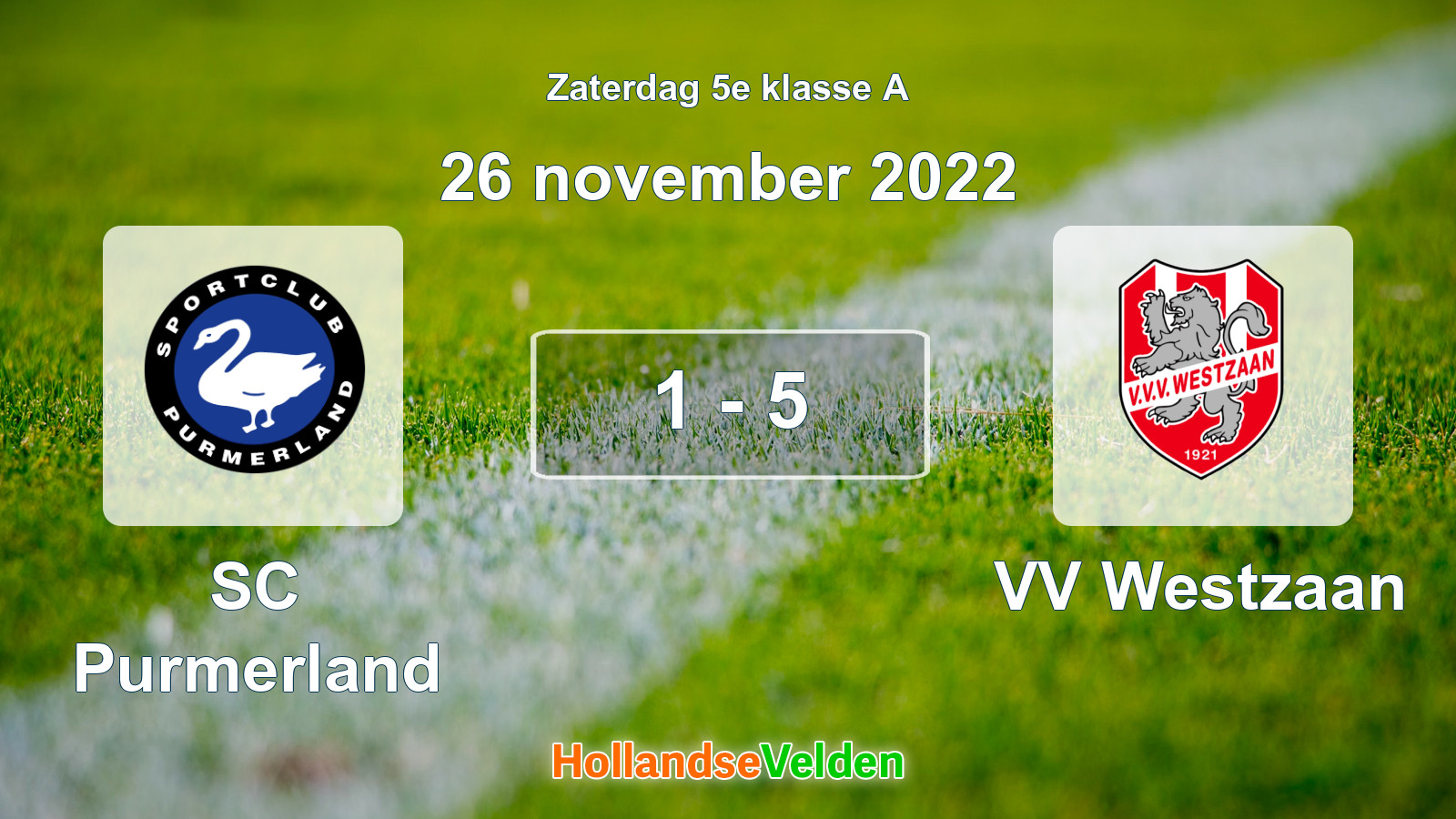 Gespeelde wedstrijd: SC Purmerland - VV Westzaan 1 - 5 (26 november 2022)