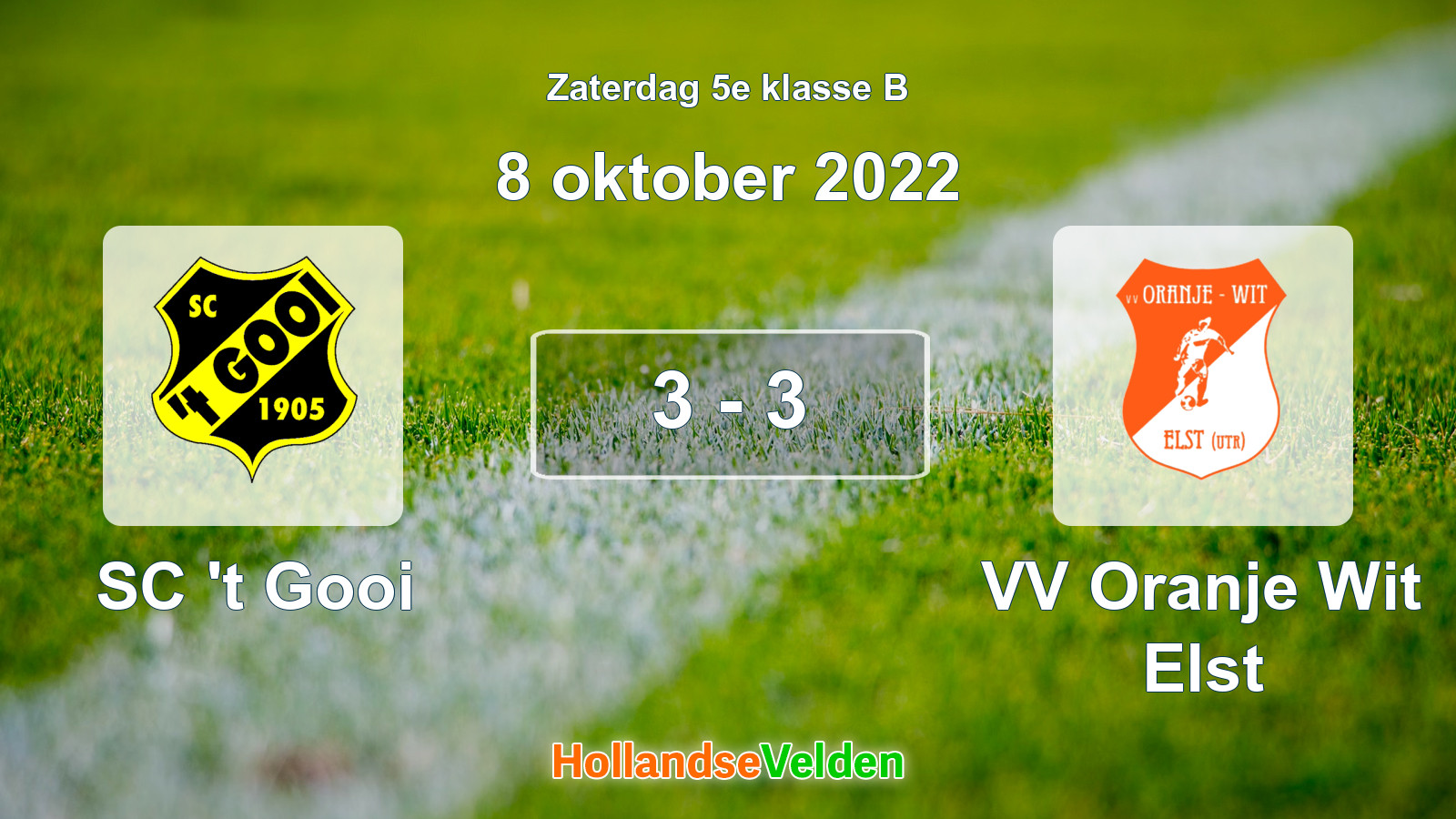 Gespeelde wedstrijd: SC 't Gooi - VV Oranje Wit Elst 3 - 3 (8 oktober 2022)