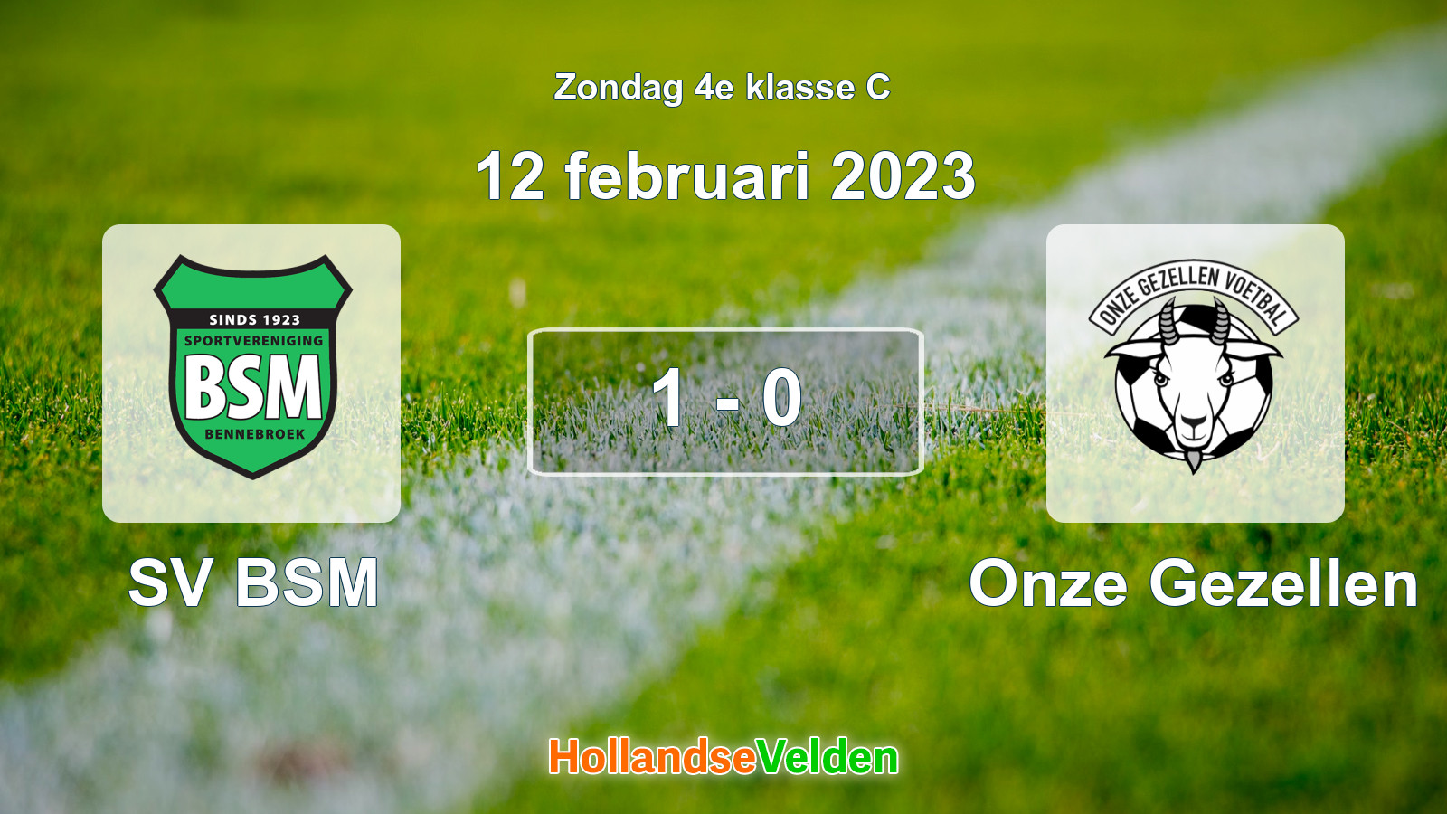 Gespeelde wedstrijd: SV BSM - Onze Gezellen 1 - 0 (12 februari 2023)