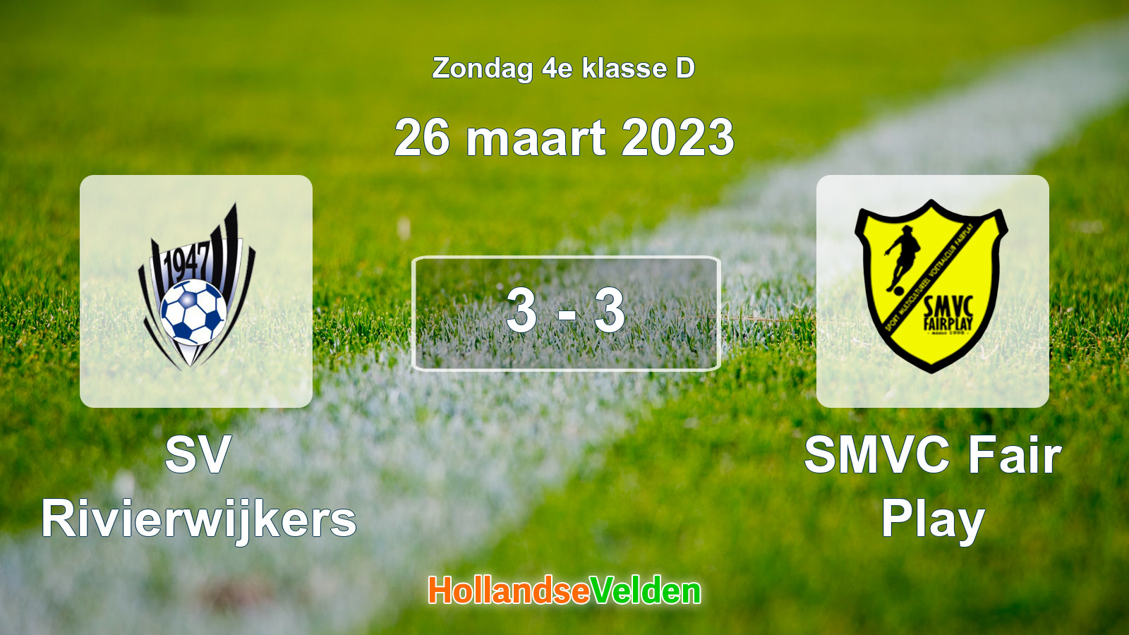 Gespeelde wedstrijd: SV Rivierwijkers - SMVC Fair Play 3 - 3 (26 maart 2023)