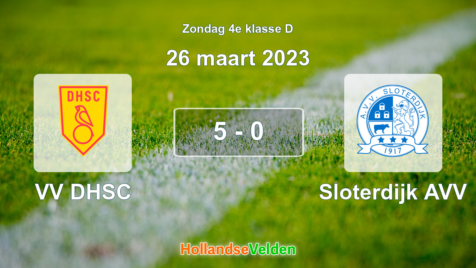 Gespeelde wedstrijd: VV DHSC - Sloterdijk AVV 5 - 0 (26 maart 2023)