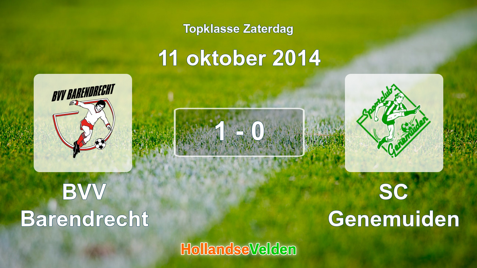 Gespeelde wedstrijd: BVV Barendrecht - SC Genemuiden 1 - 0 (11 oktober 2014)