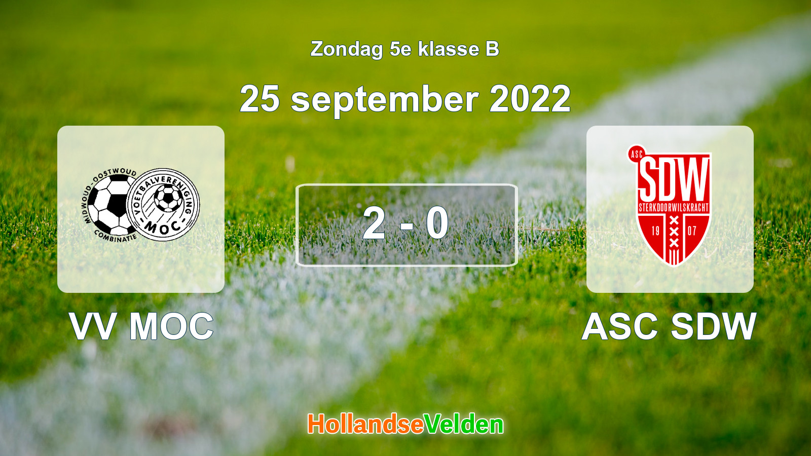 Gespeelde wedstrijd: VV MOC - ASC SDW 2 - 0 (25 september 2022)