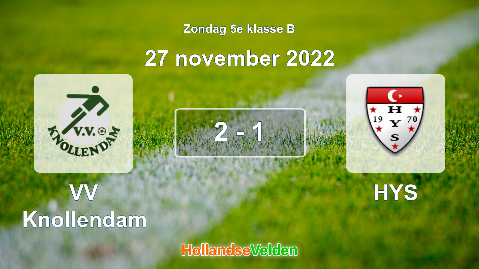 Gespeelde wedstrijd: VV Knollendam - HYS 2 - 1 (27 november 2022)