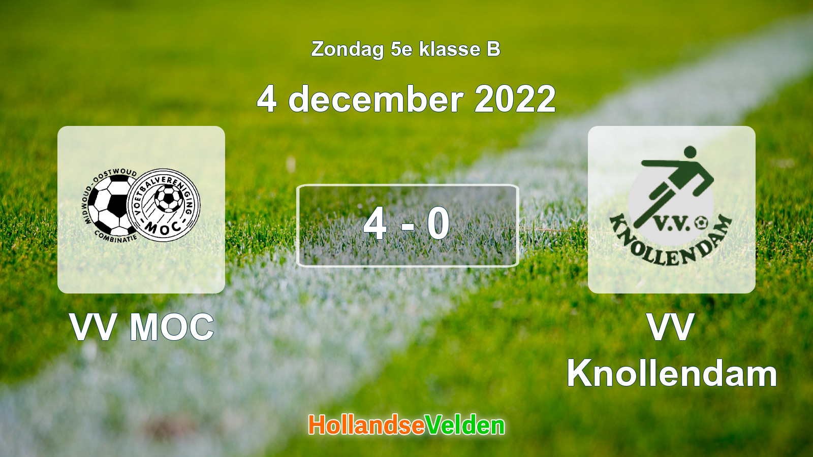 Gespeelde wedstrijd: VV MOC - VV Knollendam 4 - 0 (4 december 2022)