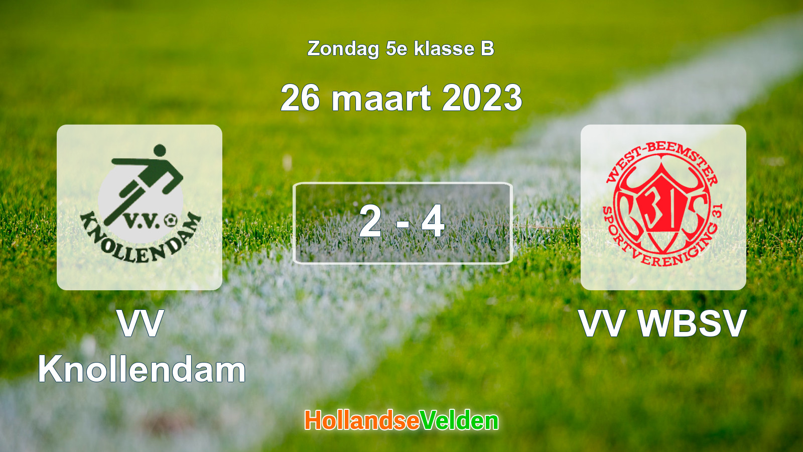 Gespeelde wedstrijd: VV Knollendam - VV WBSV 2 - 4 (26 maart 2023)