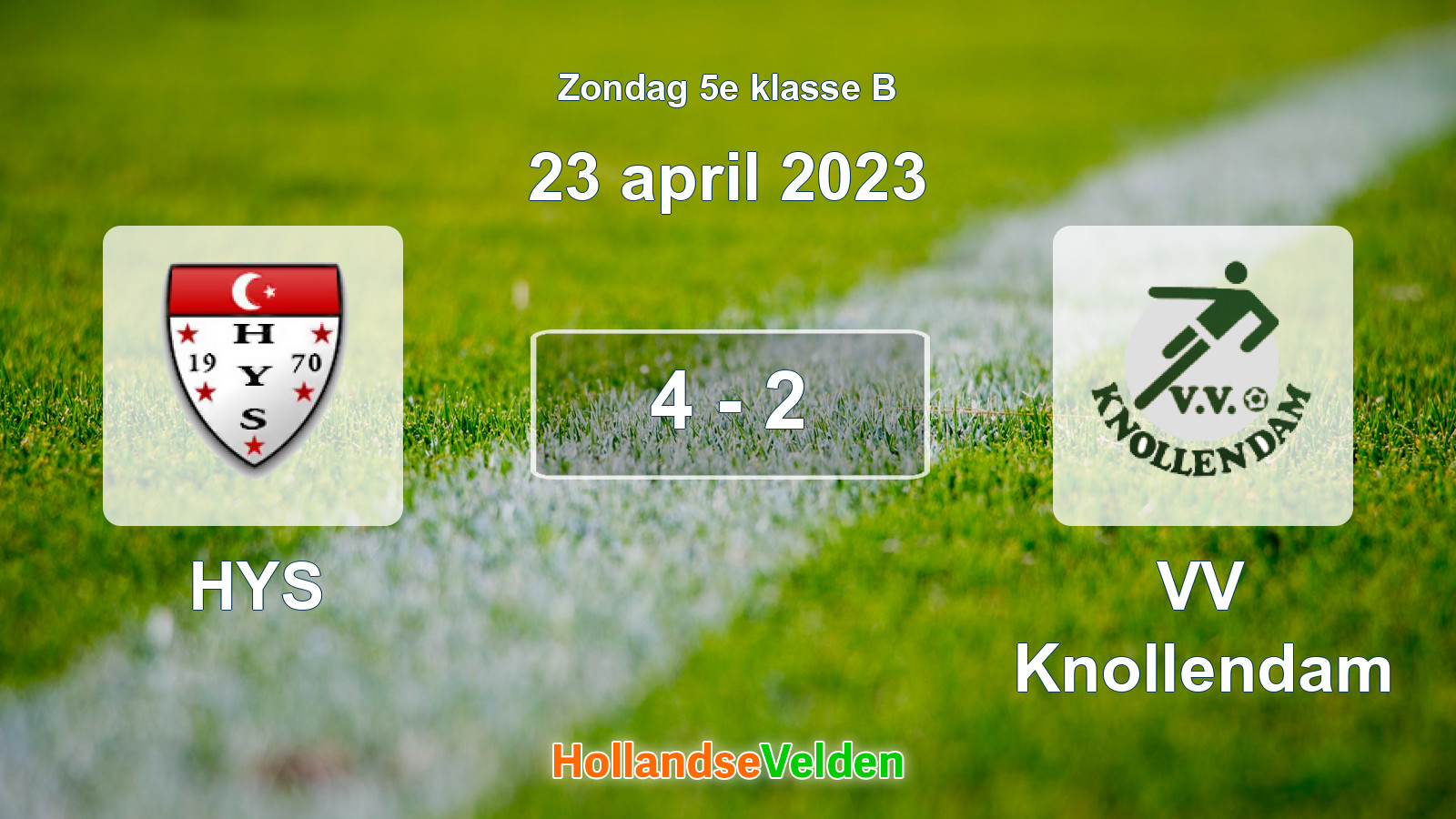 Gespeelde wedstrijd: HYS - VV Knollendam 4 - 2 (23 april 2023)