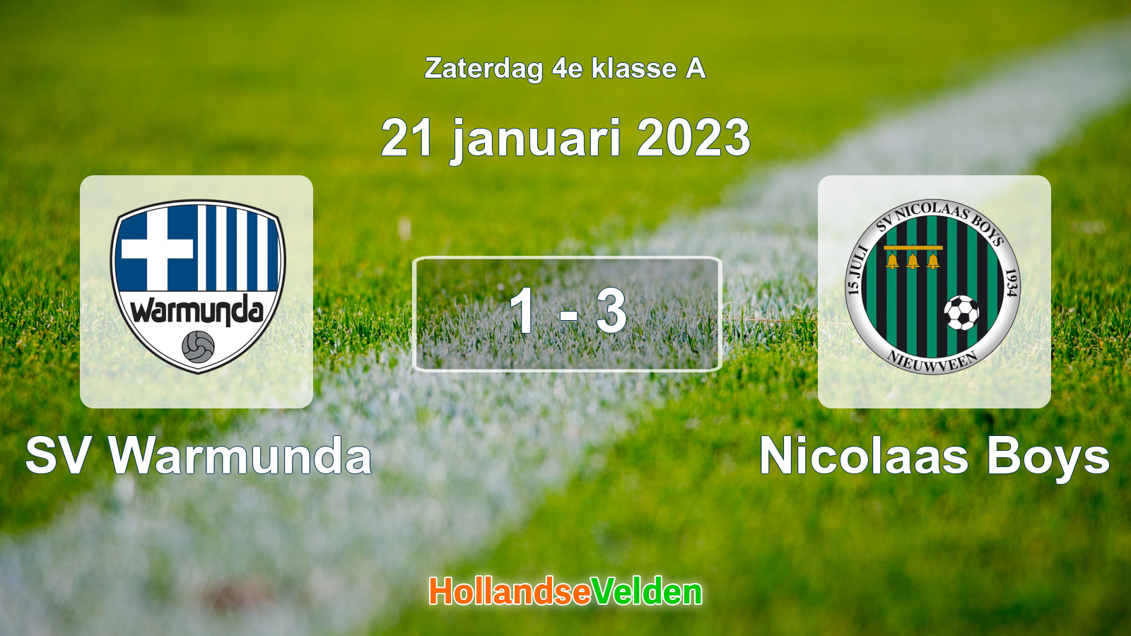 Gespeelde wedstrijd: SV Warmunda - Nicolaas Boys 1 - 3 (21 januari 2023)