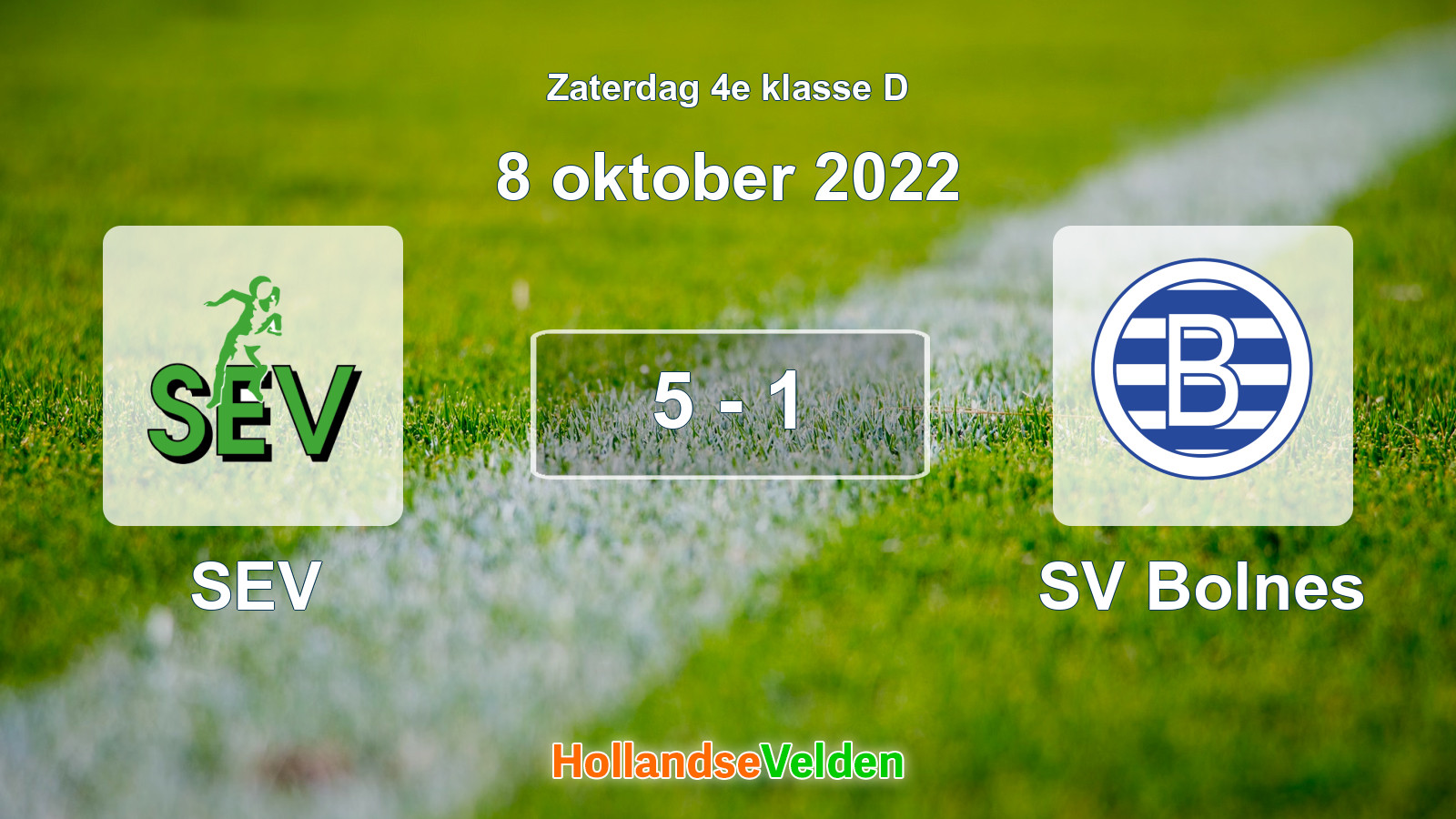 Gespeelde wedstrijd: SEV - SV Bolnes 5 - 1 (8 oktober 2022)