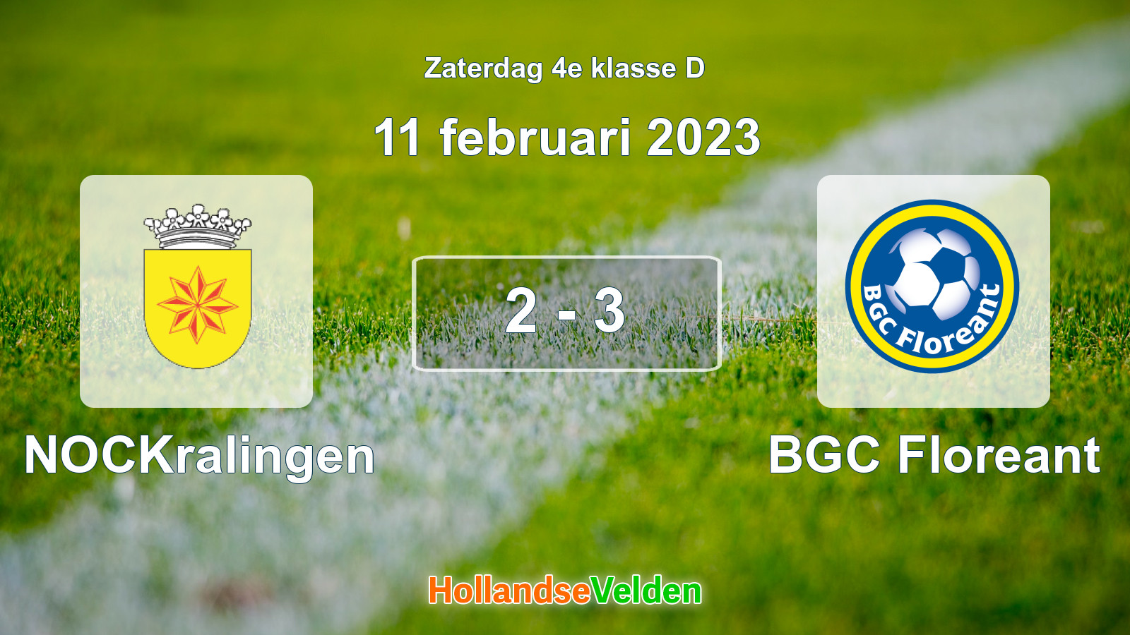 Gespeelde wedstrijd: NOCKralingen - BGC Floreant 2 - 3 (11 februari 2023)