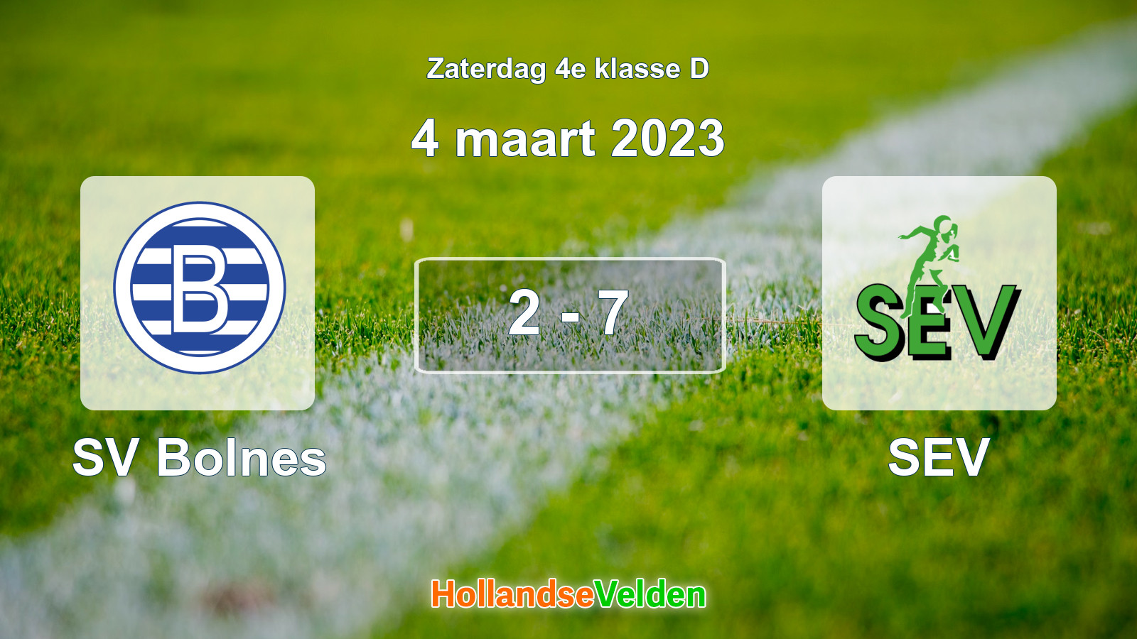 Gespeelde wedstrijd: SV Bolnes - SEV 2 - 7 (4 maart 2023)