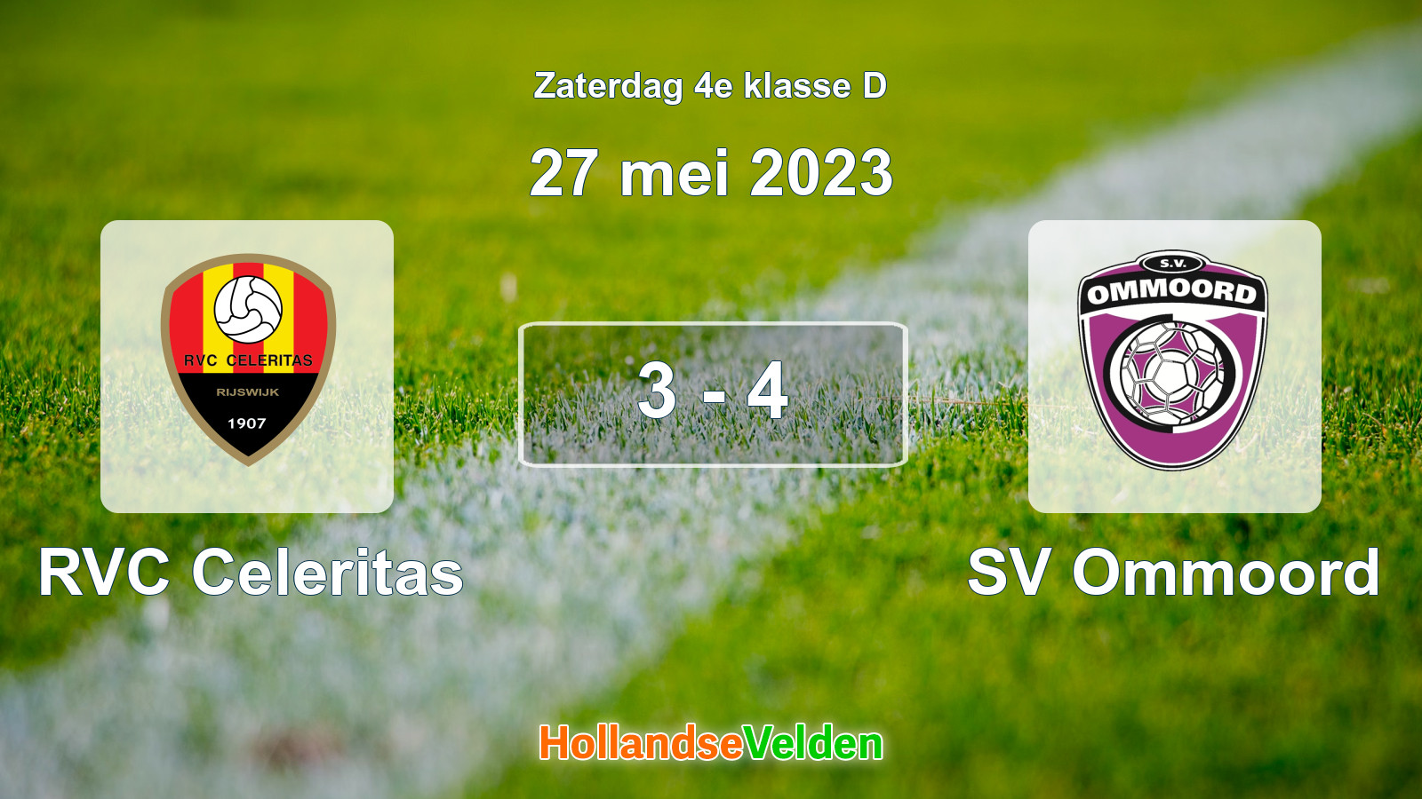 Gespeelde wedstrijd: RVC Celeritas - SV Ommoord 3 - 4 (27 mei 2023)
