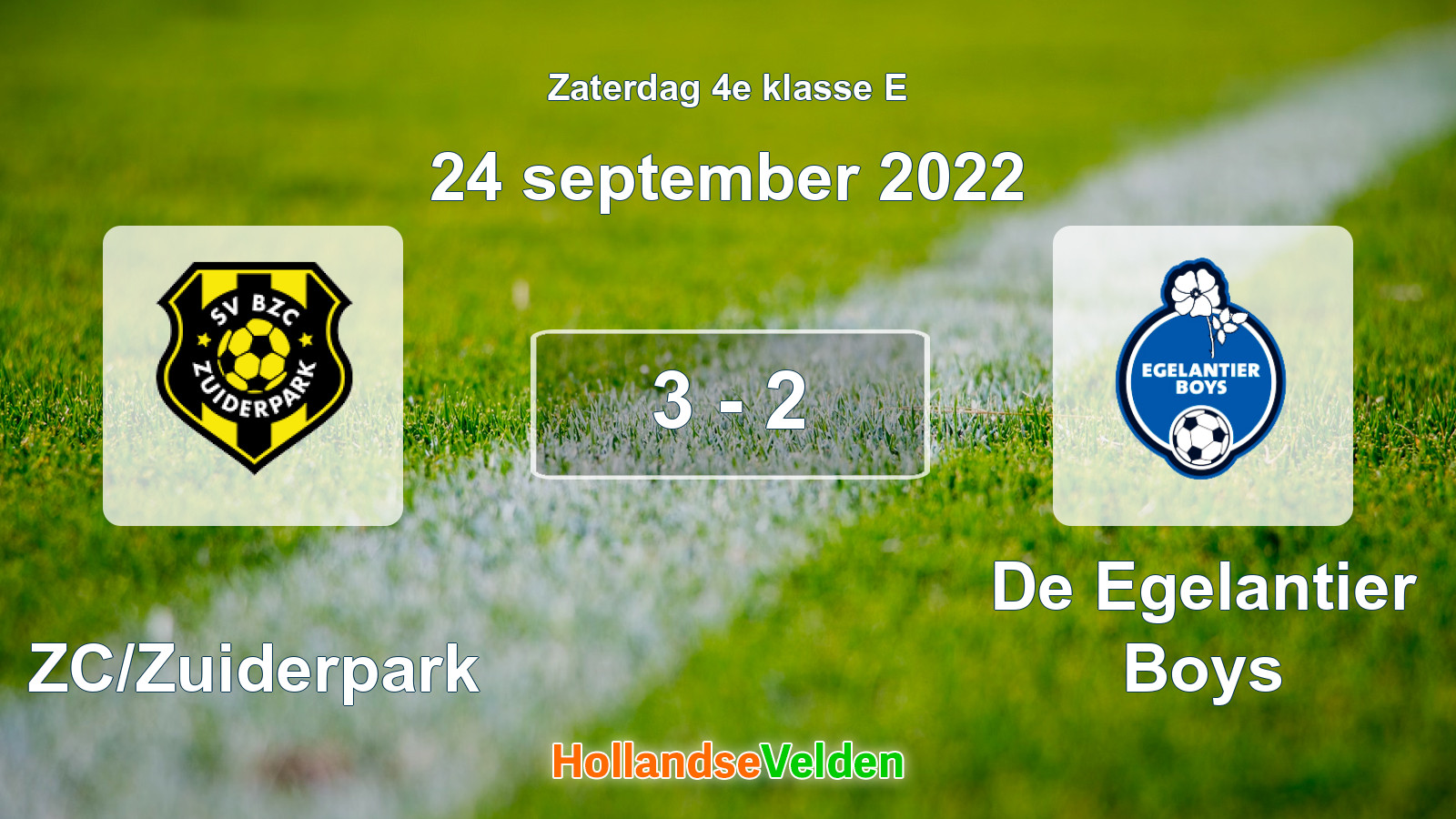 Gespeelde wedstrijd: BZC/Zuiderpark - De Egelantier Boys 3 - 2 (24 september 2022)