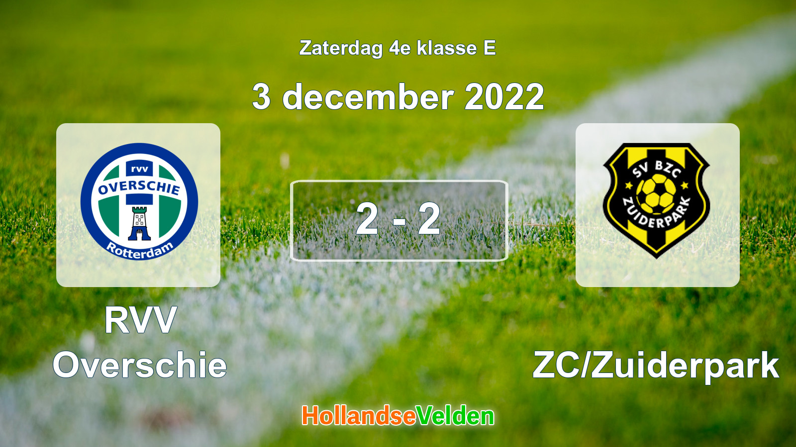 Gespeelde wedstrijd: RVV Overschie - BZC/Zuiderpark 2 - 2 (3 december 2022)