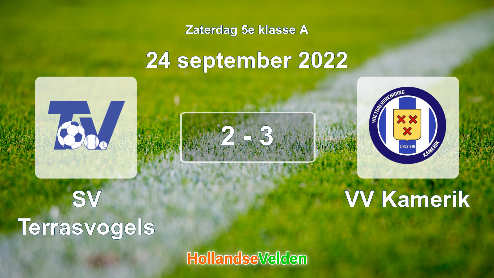 Gespeelde wedstrijd: SV Terrasvogels - VV Kamerik 2 - 3 (24 september 2022)