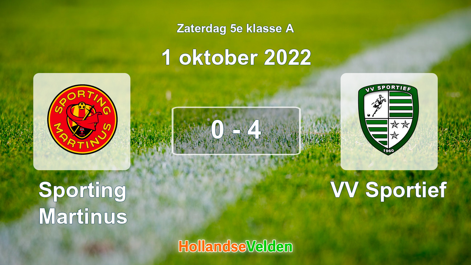 Gespeelde wedstrijd: Sporting Martinus - VV Sportief 0 - 4 (1 oktober 2022)