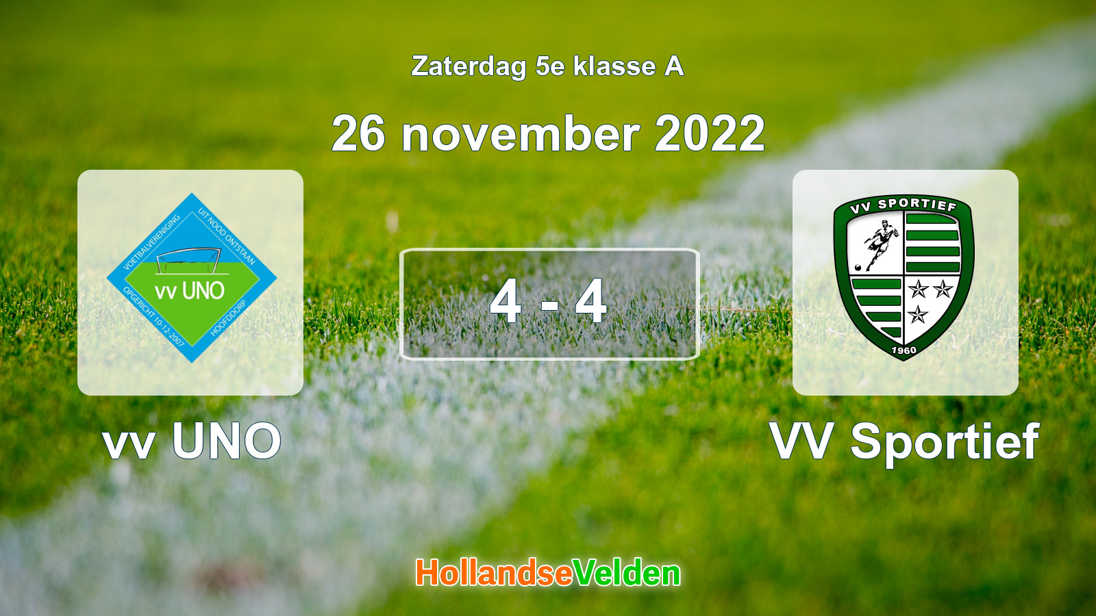 Gespeelde wedstrijd: vv UNO - VV Sportief 4 - 4 (26 november 2022)