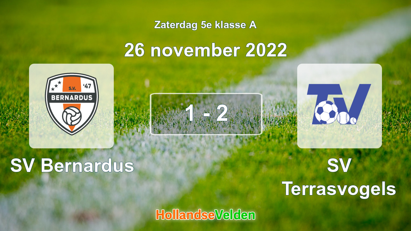 Gespeelde wedstrijd: SV Bernardus - SV Terrasvogels 1 - 2 (26 november 2022)
