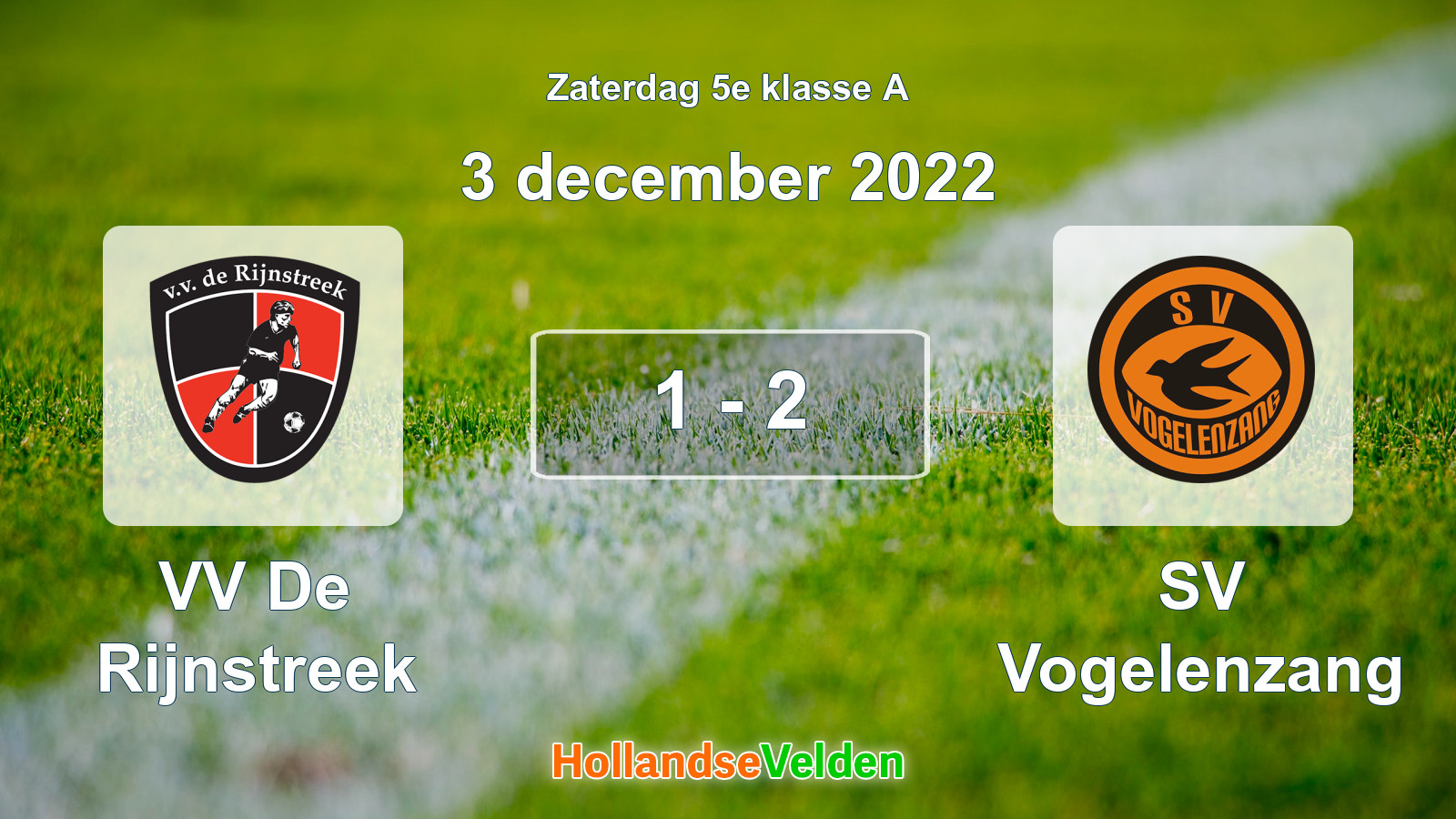 Gespeelde wedstrijd: VV De Rijnstreek - SV Vogelenzang 1 - 2 (3 december 2022)