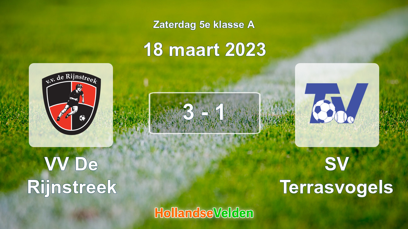 Gespeelde wedstrijd: VV De Rijnstreek - SV Terrasvogels 3 - 1 (18 maart 2023)