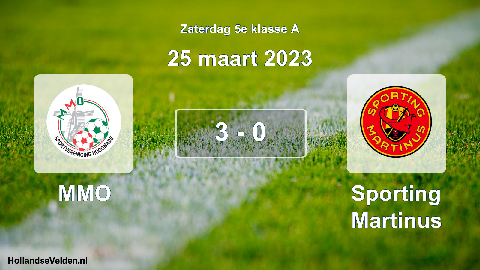 Gespeelde wedstrijd: MMO - Sporting Martinus 3 - 0 (25 maart 2023)
