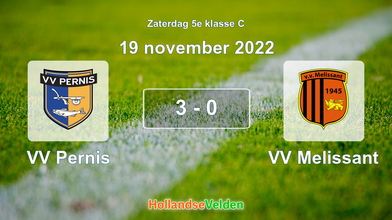 Gespeelde wedstrijd: VV Pernis - VV Melissant 3 - 0 (19 november 2022)