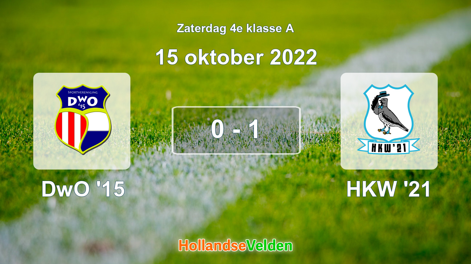Gespeelde wedstrijd: DwO '15 - HKW '21 0 - 1 (15 oktober 2022)