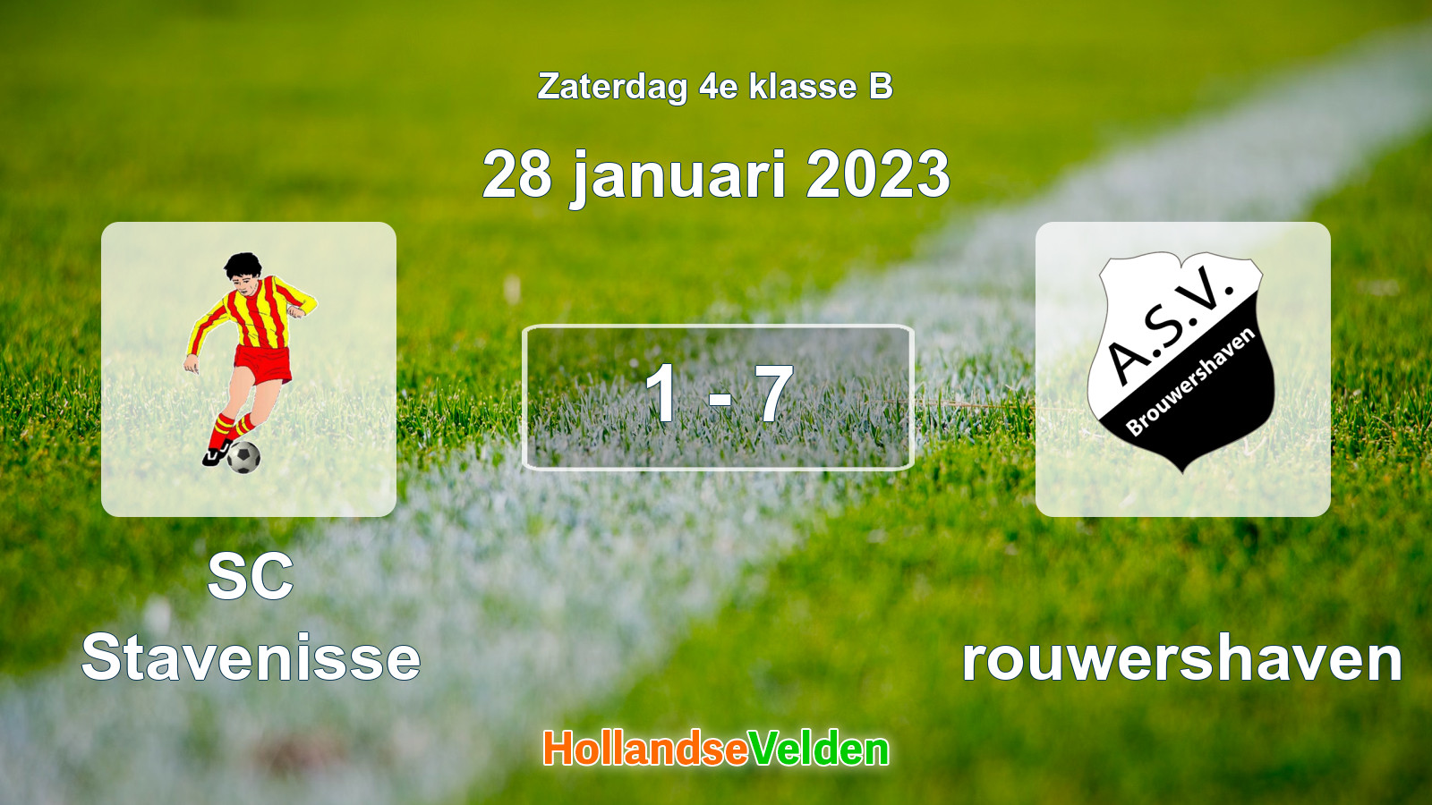 Gespeelde wedstrijd: SC Stavenisse - Brouwershaven 1 - 7 (28 januari 2023)