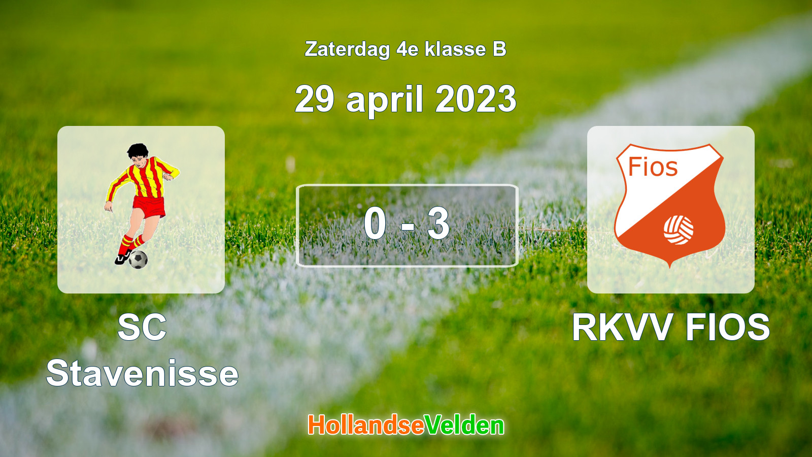 Gespeelde wedstrijd: SC Stavenisse - RKVV FIOS 0 - 3 (29 april 2023)