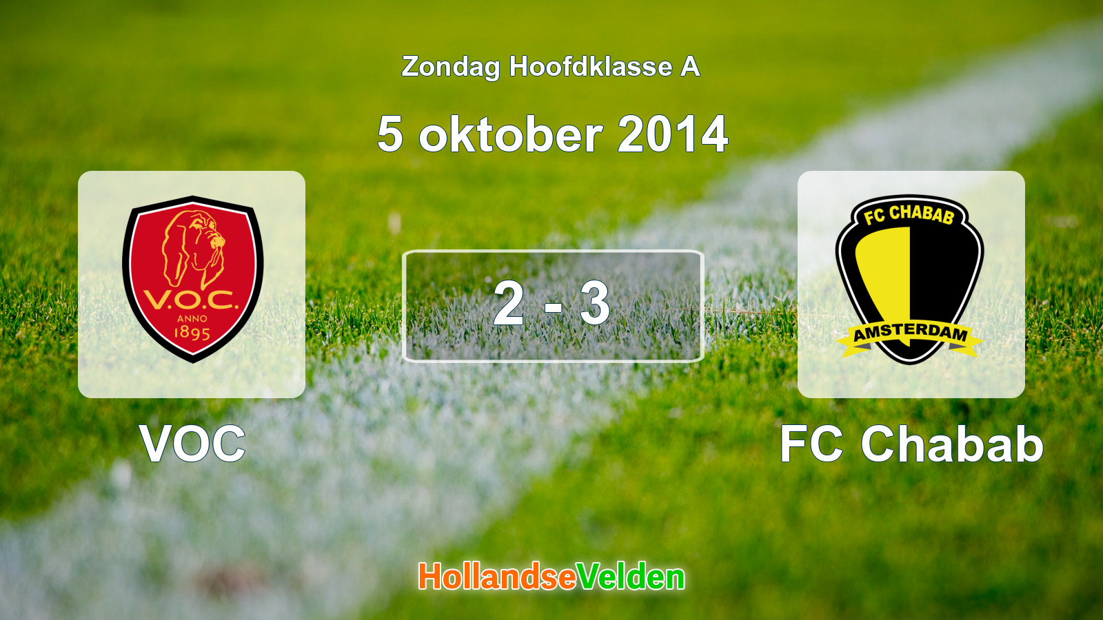 Gespeelde wedstrijd: VOC - FC Chabab 2 - 3 (5 oktober 2014)