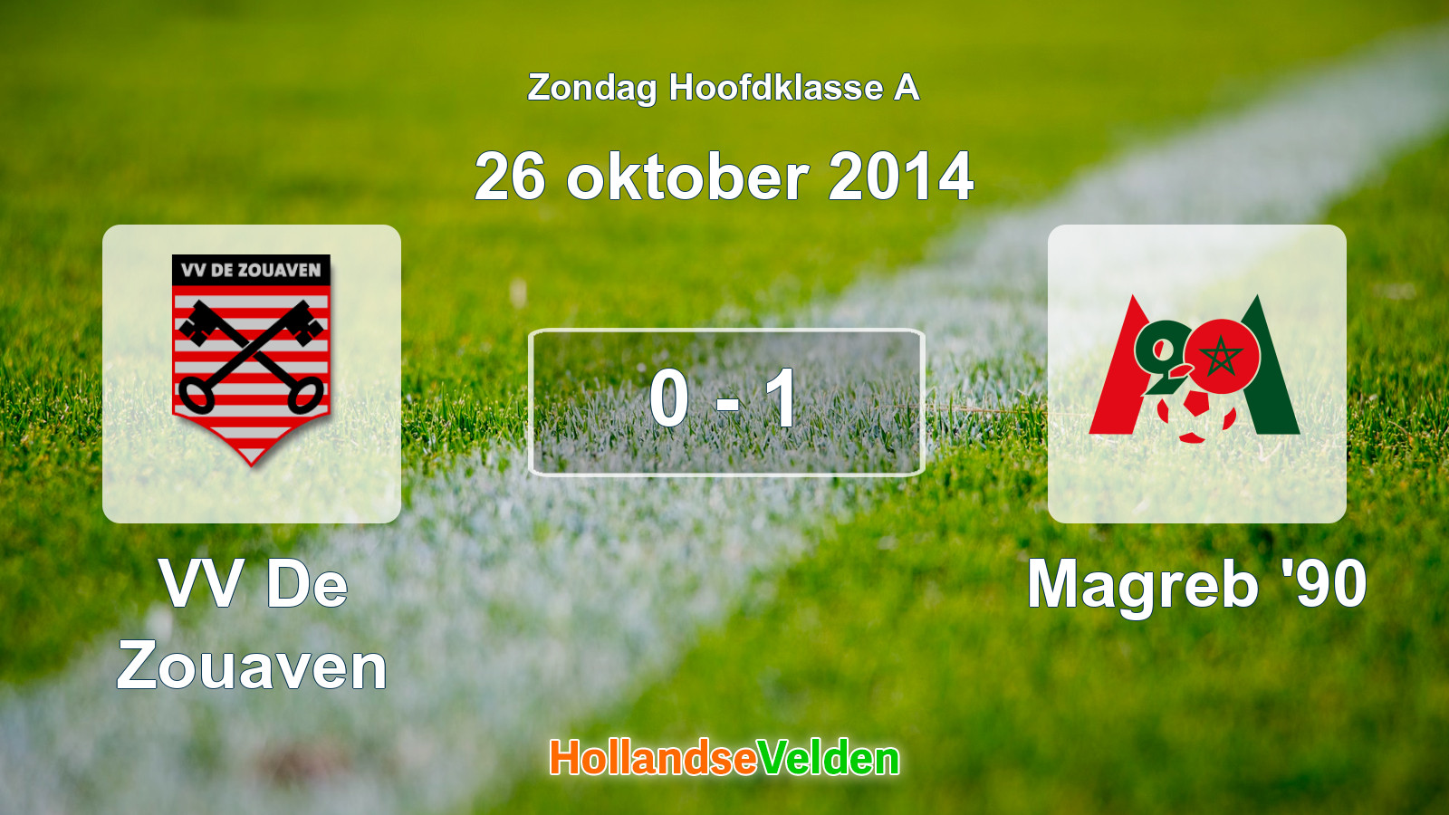 Gespeelde wedstrijd: VV De Zouaven - Magreb '90 0 - 1 (26 oktober 2014)