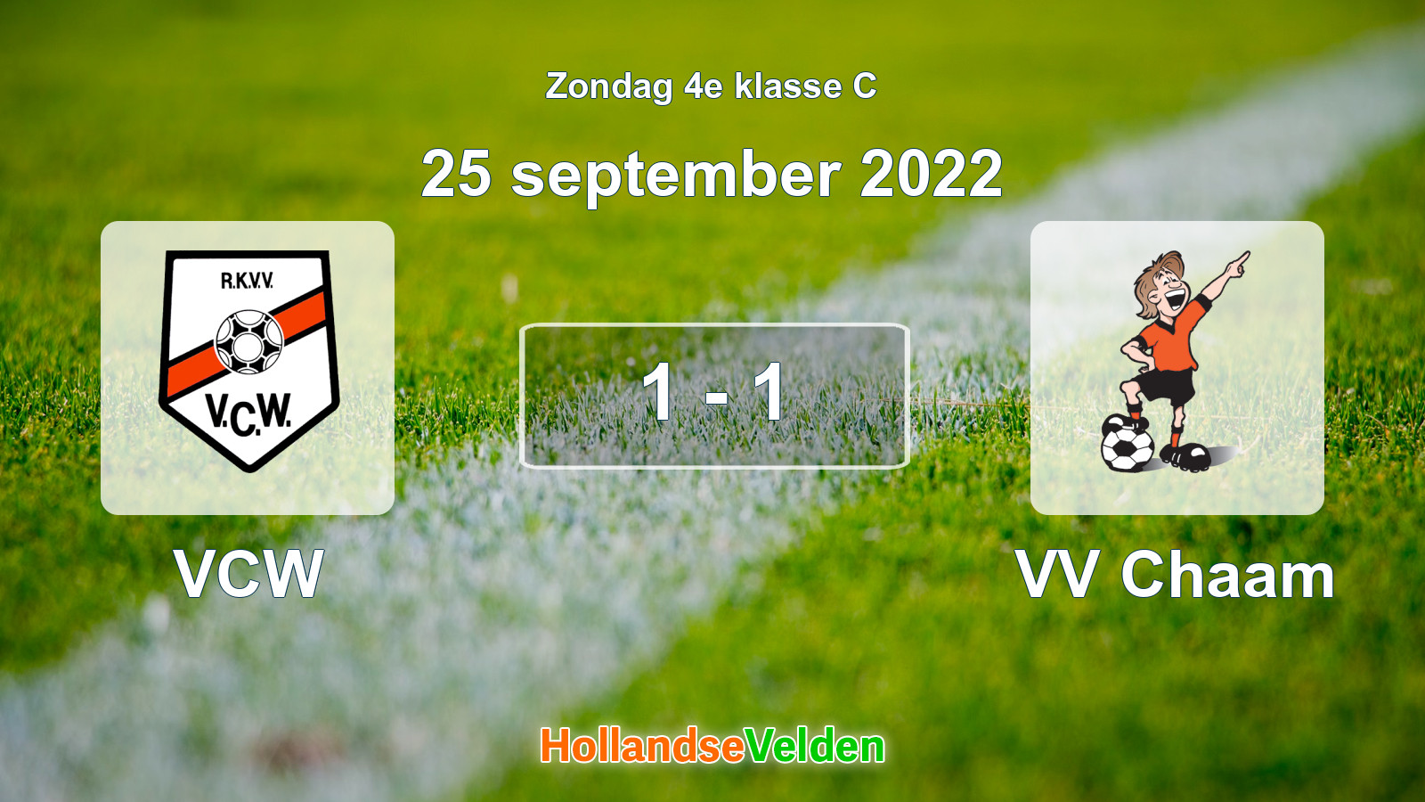 Gespeelde wedstrijd: VCW - VV Chaam 1 - 1 (25 september 2022)