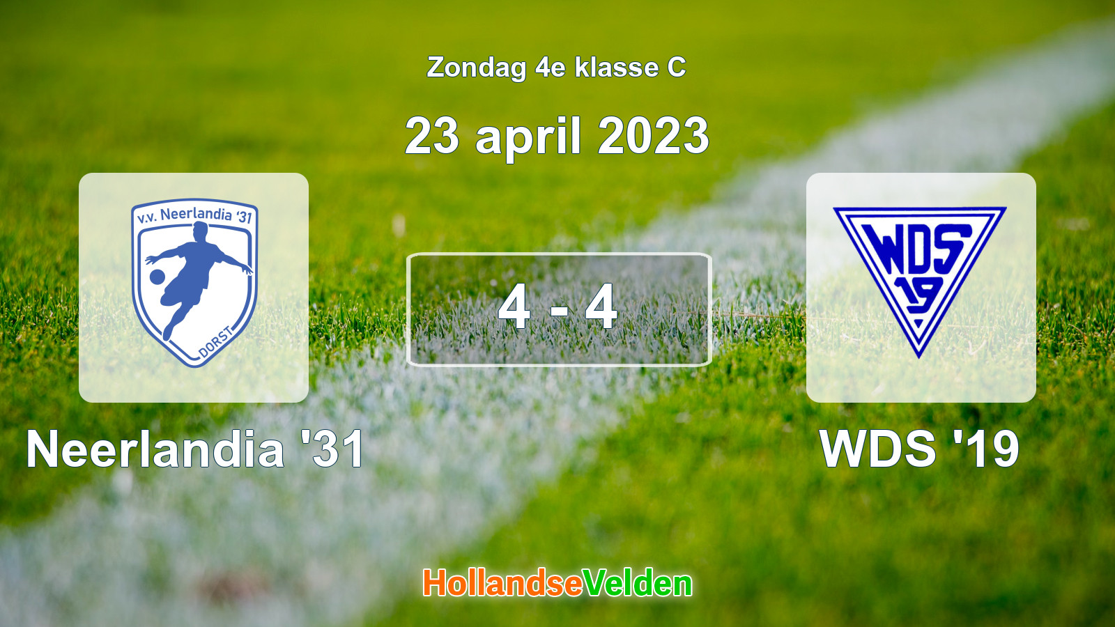 Gespeelde wedstrijd: Neerlandia '31 - WDS '19 4 - 4 (23 april 2023)