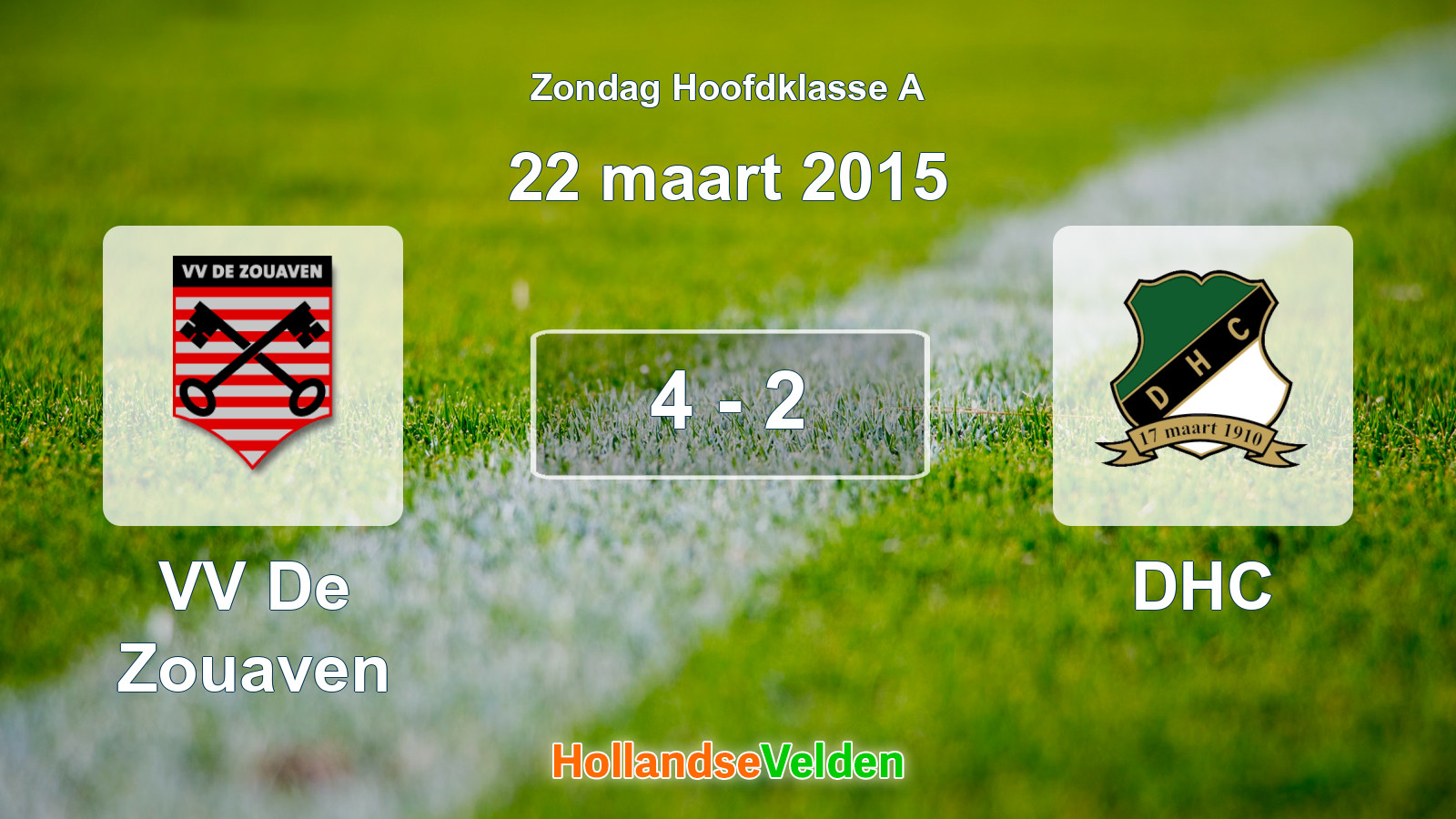 Gespeelde wedstrijd: VV De Zouaven - DHC 4 - 2 (22 maart 2015)